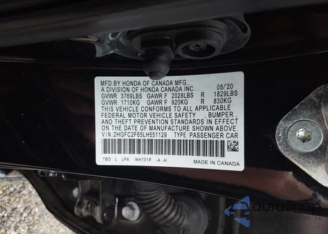 2020 Honda Civic Lx z USA, uszkodzony, nr VIN 2HGFC2F65LH551129